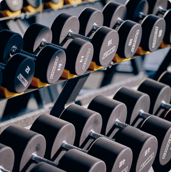 Гантели в фитнес-клубе Gym-Gym